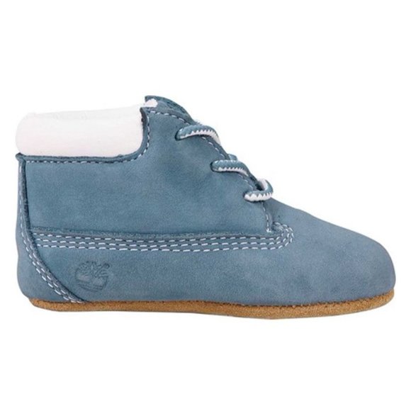 Timberland, NWOT, blue crib bootie size 3M. Leather and ties. - Picture 1 of 5